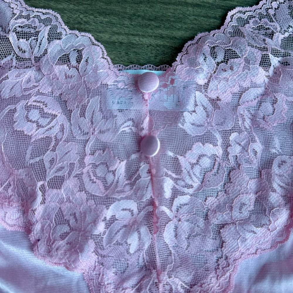Coquette 90s Delicates Light Pink Lace Teddy High Cut Sheer Mesh‎ Lingerie - Picture 8 of 13